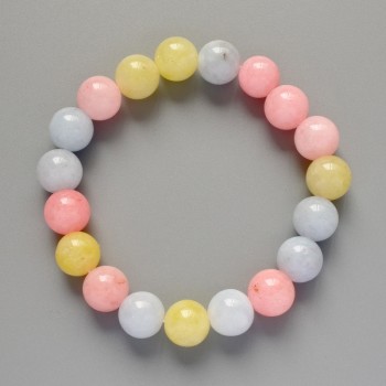 Pulsera de Morganita con bolitas lisas, diámetro 10,5 mm ±, longitud 18 cm ± (elástico)