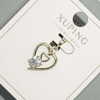 Colgante 'Corazón' Xuping con cristal blanco, diámetro 13×17 mm, longitud 22 mm, recubierto de rodio