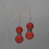 Pendientes de jaspe rojo (pieza única), diámetro de 12 mm y 14 mm ±, bolas lisas, longitud 49 mm ± con inserción metálica