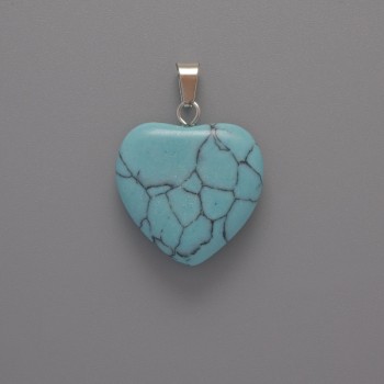 Colgante Corazón turquesa azul, diámetro 20×20×6 mm, longitud 28 mm ±