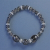 Pulsera de topacio ahumado, bolitas de 6 mm de diámetro y elementos facetados de 10×12 mm, longitud 18 cm +/-, elástica con inserciones