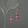 Pendientes ojo de gato rosa, bolas de 8 mm, longitud 35 mm+