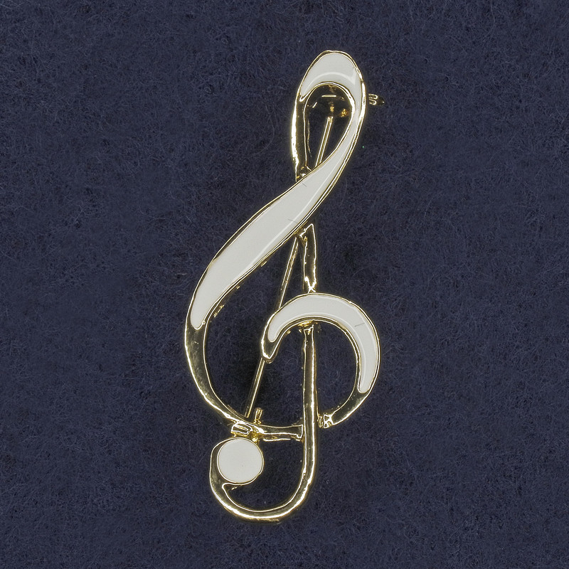 Broche Clave de Sol esmalte blanco
