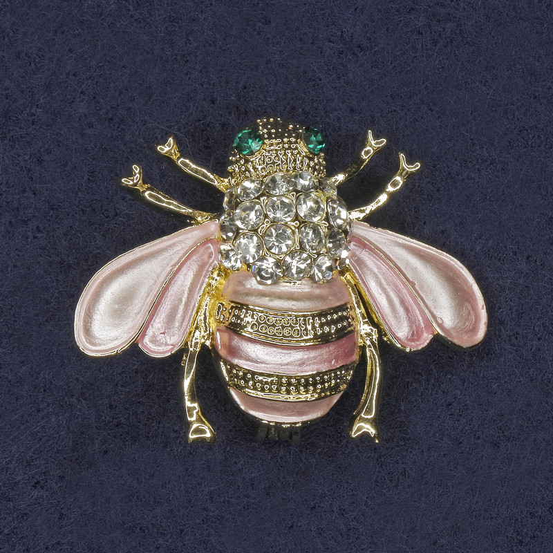 Broche Abeja con esmalte rosa y cristales
