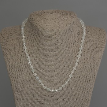 Collar de topacio y cristal de roca facetado, bolas de 6 mm, longitud 45 cm, con cierre