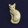 Broche-pendiente «Gato» con strass negros y metal dorado 45×24 mm+