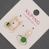Pendientes Xuping con strass blancos y cristal verde, diámetro aprox. 6 mm, longitud aprox. 17 mm, baño de oro 18K