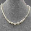 Collar de perlas Mallorca blanco, diámetros de 6 mm ±, 8 mm ± y 10 mm ±, longitud 50 cm ±, con cierre