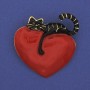 Broche Gato en el corazón esmaltado 42×39 mm ± dorado