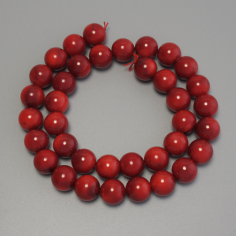 Cuentas de coral, bolas lisas de 11 mm, longitud 41 cm, en hilo
