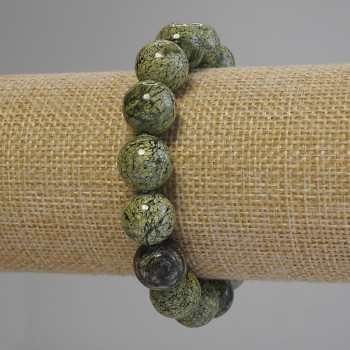 Pulsera de serpentina con cuentas lisas, diámetro 12 mm ±, longitud 18 cm ± (elástica)