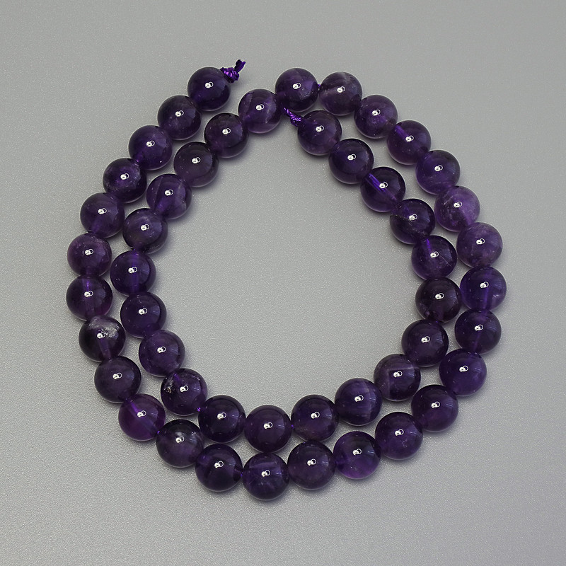 Cuentas de amatista, bolas lisas de 8 mm, en hilo, longitud 39 cm+