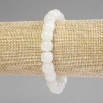Pulsera de cristal de roca con rondeles redondeados, diámetro 10×9 mm, longitud 18 cm aprox., elástica