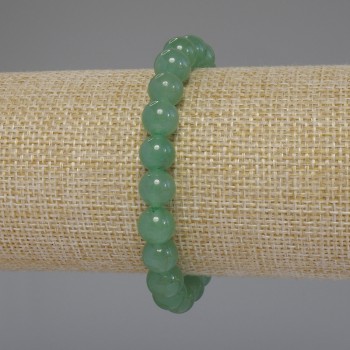 Pulsera de jade con cuentas lisas, diámetro 8 mm ±, longitud 18 cm, banda elástica