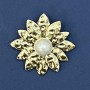 Broche-colgante Flor Perla, metal dorado, 40 mm+