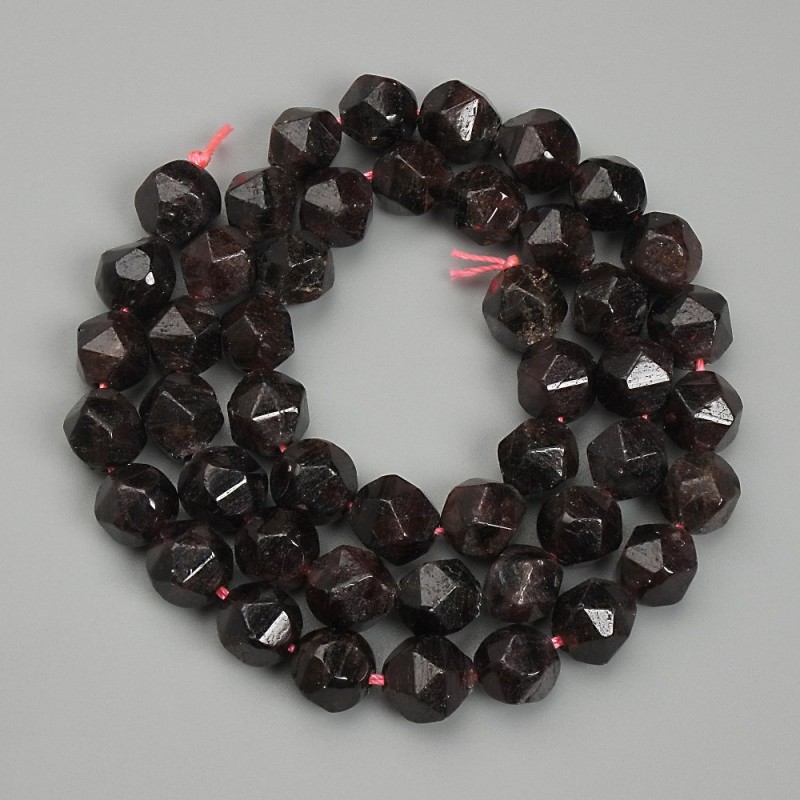 Cuentas de granate facetadas, diámetro 8 mm, longitud 38 cm ±