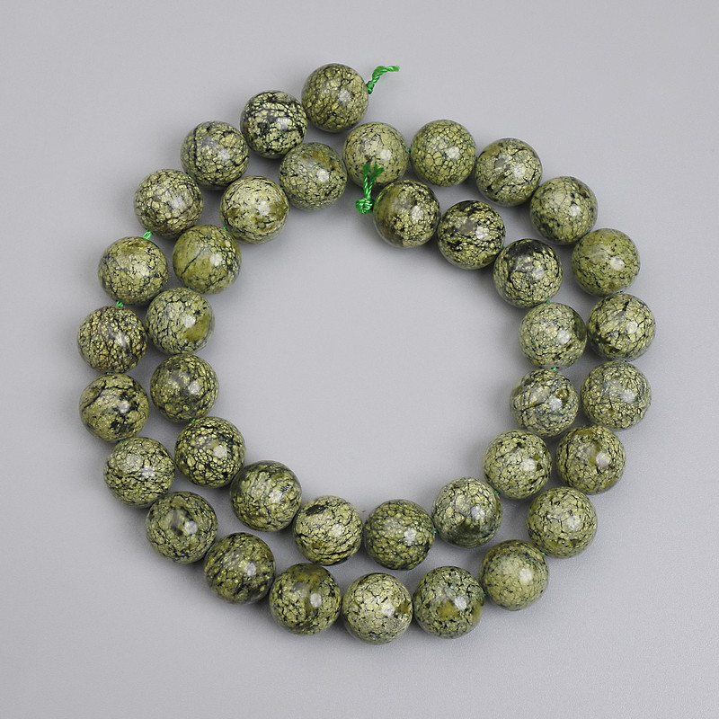 Cuentas de serpentina, bolas lisas de 10 mm, longitud 38 cm en hilo