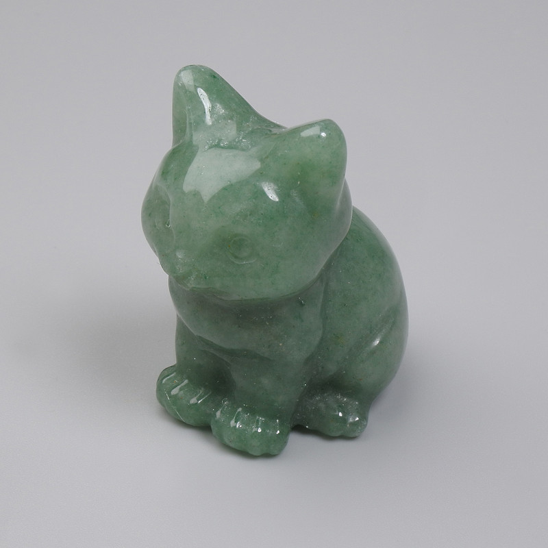 Estatuilla decorativa de nefrita, gato, 40×30×23 mm+