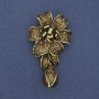 Broche-pendiente flor, perla y strass, color bronce, 60×32 mm+