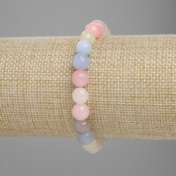 Pulsera de Morganita con cuentas facetadas de 8 mm, longitud 18 cm, elástica