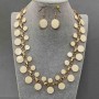 Conjunto de collar y pendientes con esmalte blanco, longitud 48 cm+
