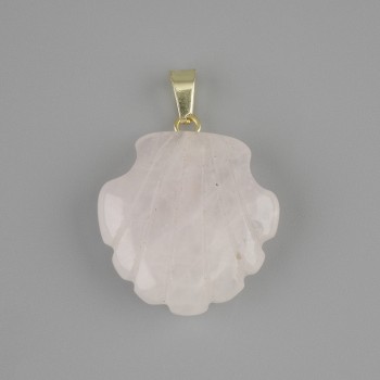 Colgante concha de cuarzo rosado 22×22 mm, longitud 30 mm±