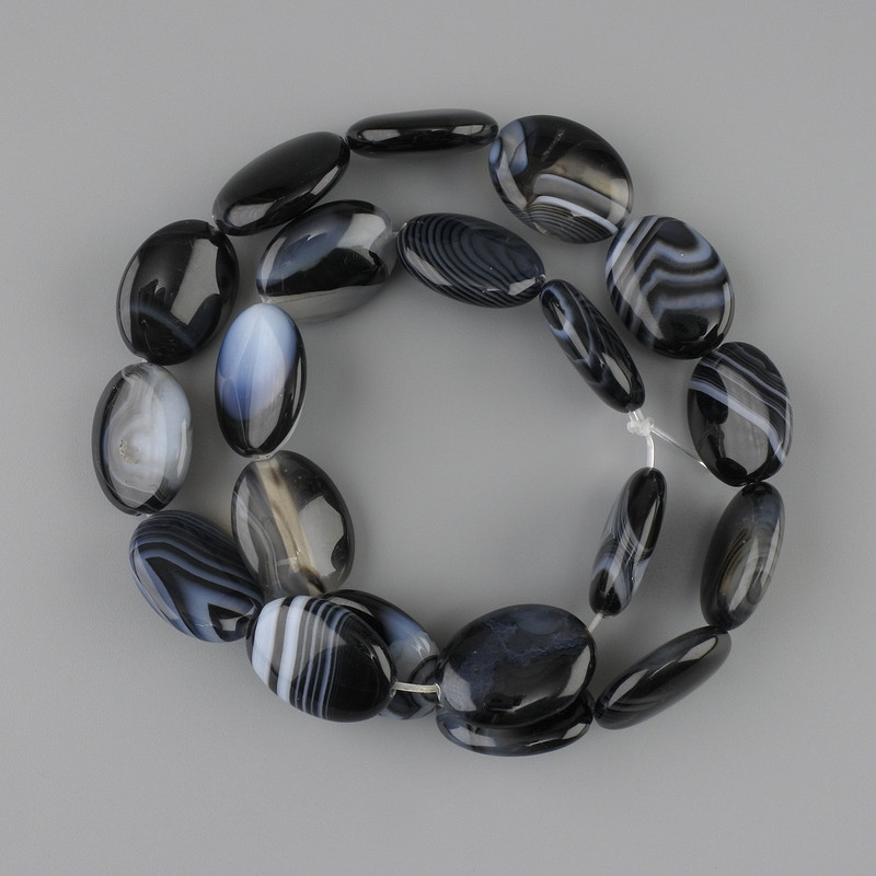 Cuentas de ágata ovaladas planas de 19,5–20×15 mm, 38 cm ± en hilo