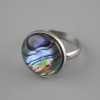Anillo con abalón, 17,5 mm ±; acabado en metal plateado