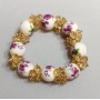 Pulsera de vidrio checo y ágata prensada, longitud 18 cm ± elástica