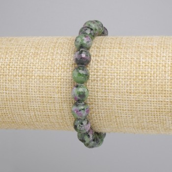 Pulsera de zoisita con bola facetada, diámetro 8 mm, longitud 18 cm, elástico