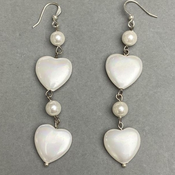 Pendientes perla Mallorca corazón 16mm+-, longitud 78mm+