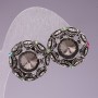 Pendientes de 2 cm, aro arcoíris alrededor de cristales grises