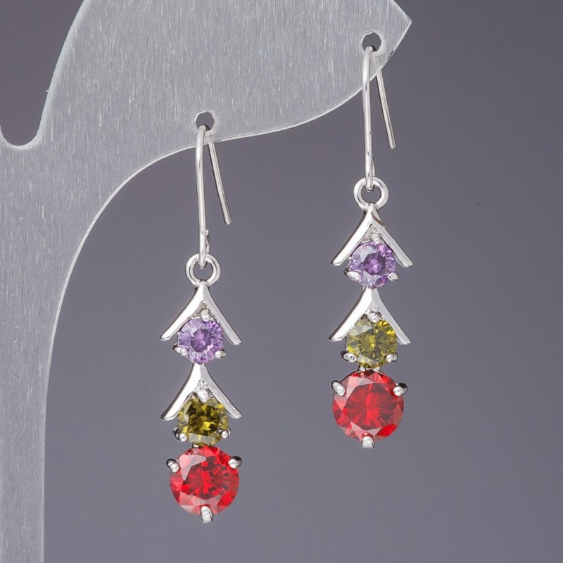 Pendientes con cristales de colores Semáforo, de 4 cm de largo