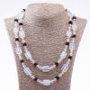 Liquidación: Collar largo de piedra lunar sintética y cristal checo, diámetros 13×18 mm, 8 mm y 10 mm, longitud 120 cm