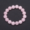 Pulsera elástica de cuarzo rosa natural – bolas lisas, diámetro 12 mm+