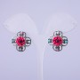 Pendientes «Asters» color frambuesa, diámetro 22 mm