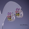 Pendientes Xuping con piedras multicolores 9×17 mm, baño de rodio