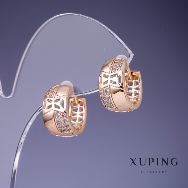 Pendientes Xuping 15×8 mm, baño de oro 18K