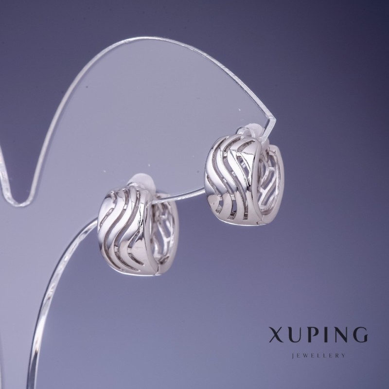 Pendientes Xuping de olas 13×8 mm con rodio
