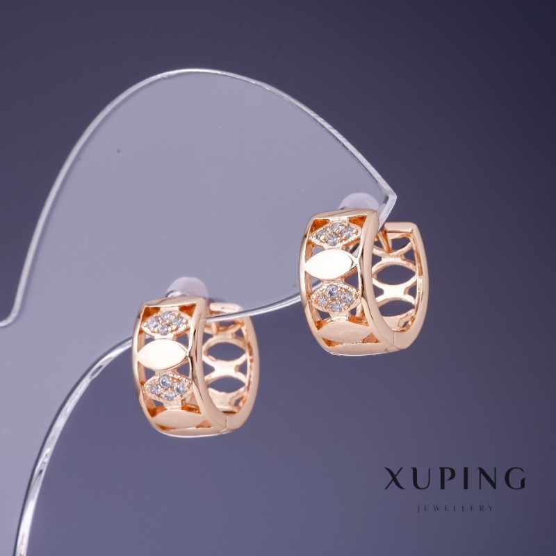 Pendientes Xuping 14×7 mm, baño de oro 18K