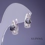 Pendientes Xuping 17×8 mm con rodio y piedra negra