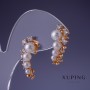 Pendientes Xuping con perlas "Mallorca" 25×12 mm "baño de oro 18K"