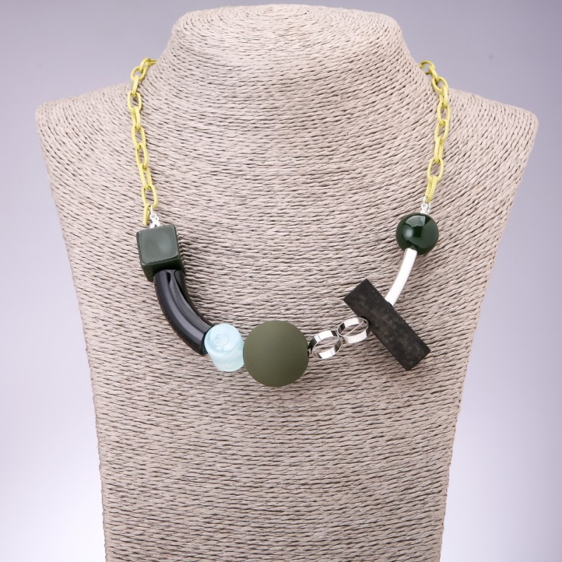 Collar Geometría en cadena, longitud 50–55 cm