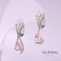 Pendientes Xuping con piedra rosa de 25×8 mm, rodio