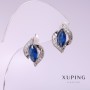 Pendientes Xuping con piedra azul 11x16 mm rodio