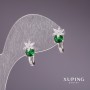 Pendientes Xuping con piedras verdes 17×7 mm de rodio