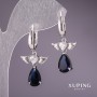 Pendientes Xuping con piedras azules 35×17 mm rodiados
