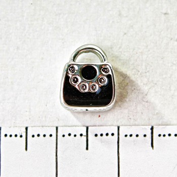 Abalorio-dije Pandora bolso gris claro metal 10 mm, empaque de 6 uds
