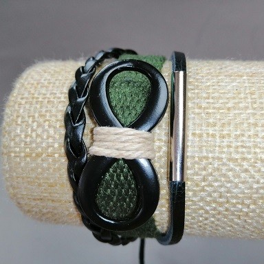 Pulsera infantil «Infinito» verde con cordón ajustable