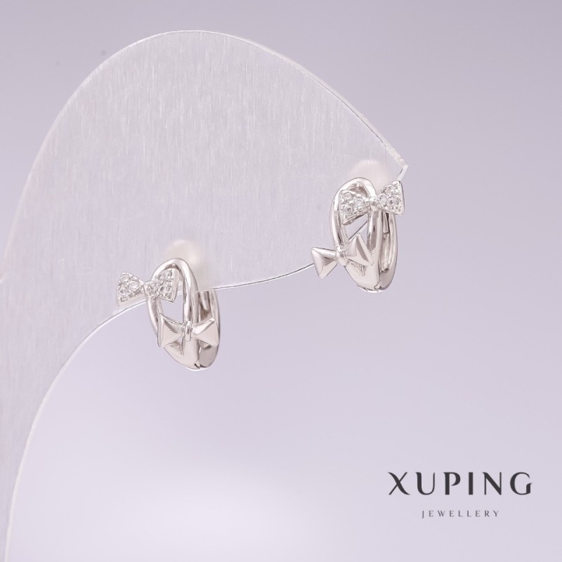 Pendientes Xuping rodio con cristales blancos 8x10 mm